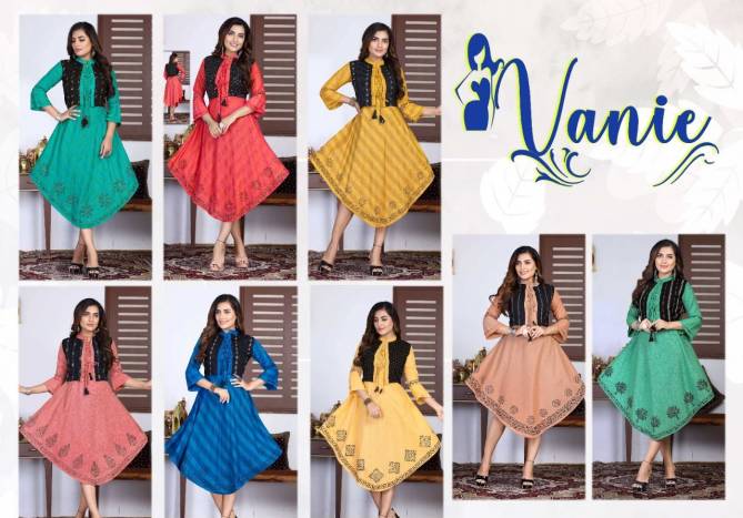 New Vanie 1 Rayon Fancy Regular Wear Designer Kurti Collection